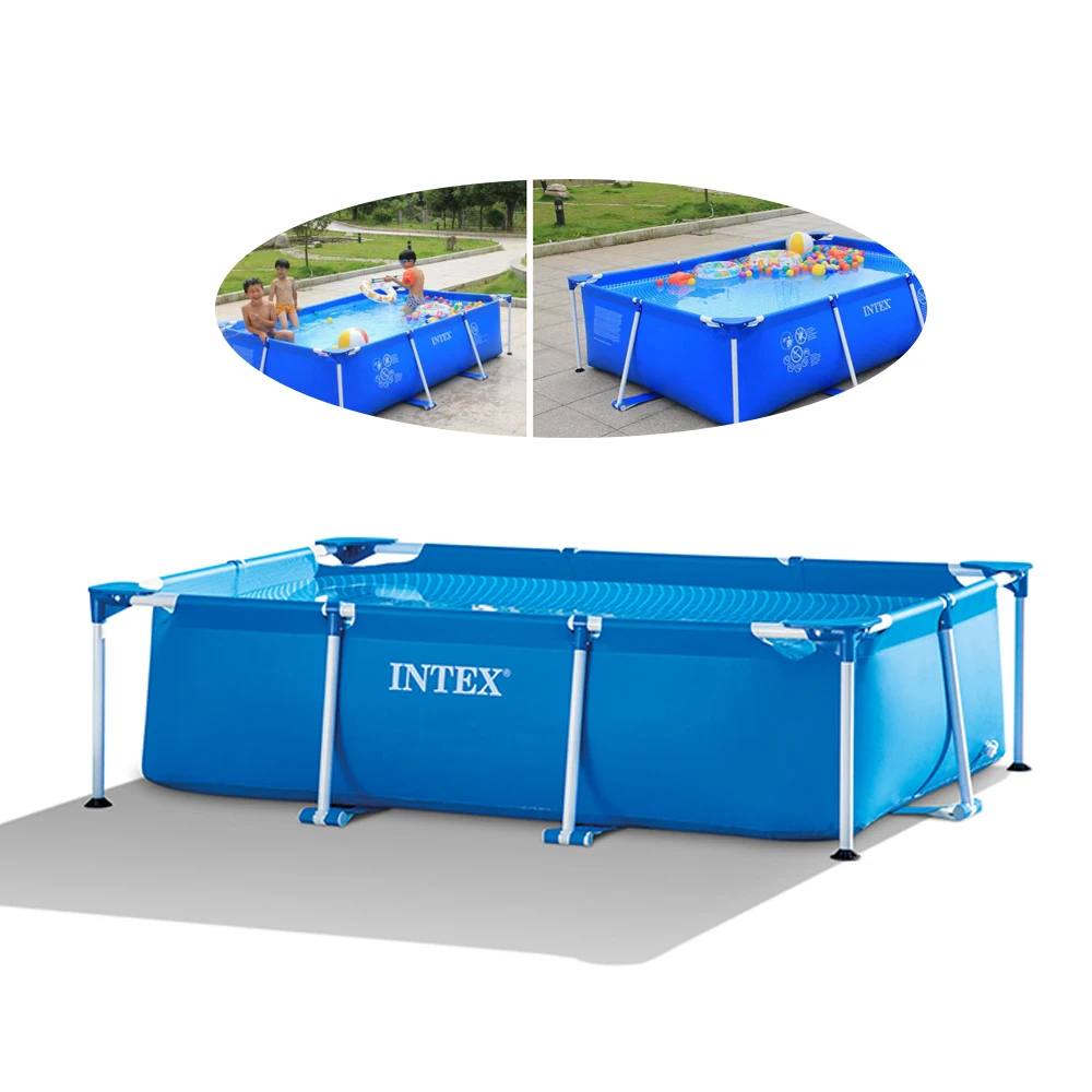 Intex 28271 ПВХ прямоугольная металлическая рама детский наземный бассейн для семейного использования
