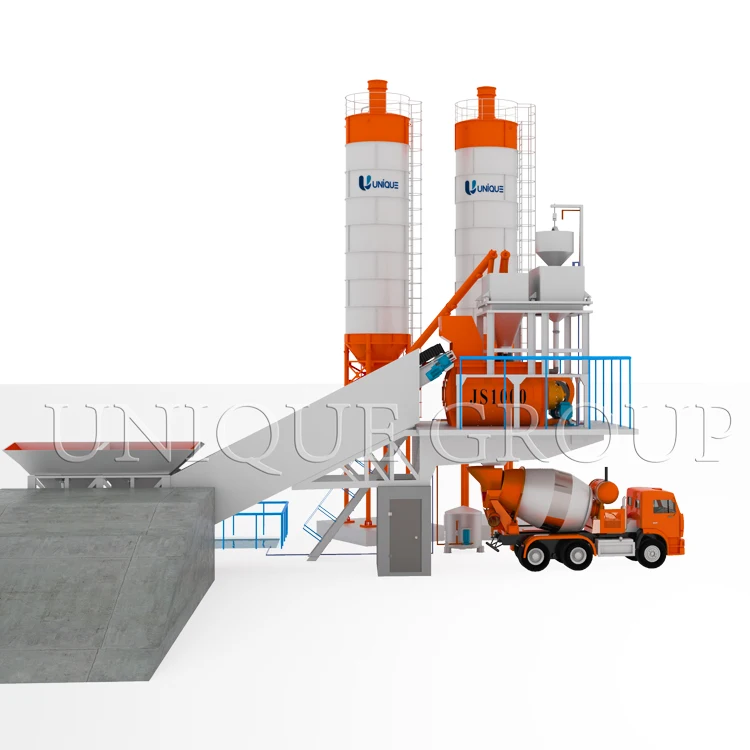 Small capacity 25m3/H mobile cement batch mixing mini concrete plant in philippines