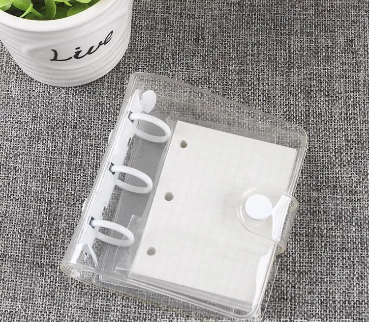 school supplies Loose-leaf clear transparent pvc folder cover macaron cany color mini binder 3 ring diary budget planner