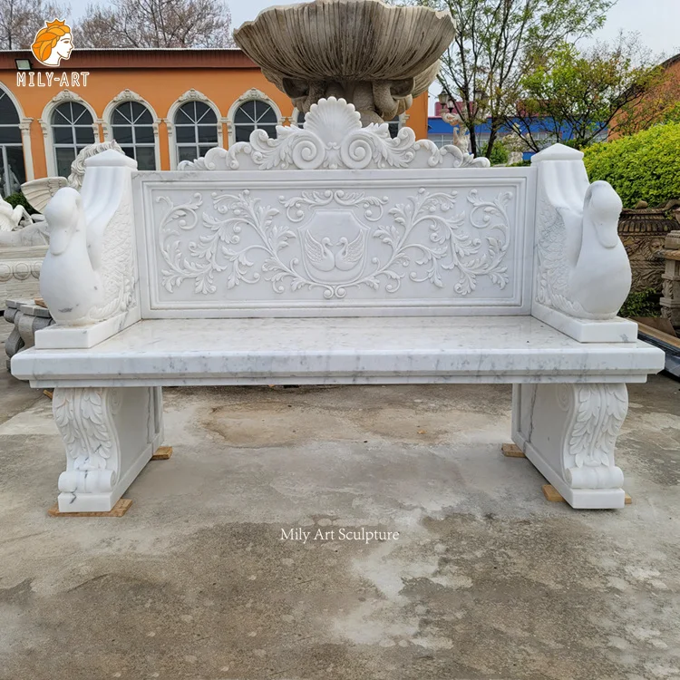 Outdoor Garden Natural Stone Hand Carving Marble Bench