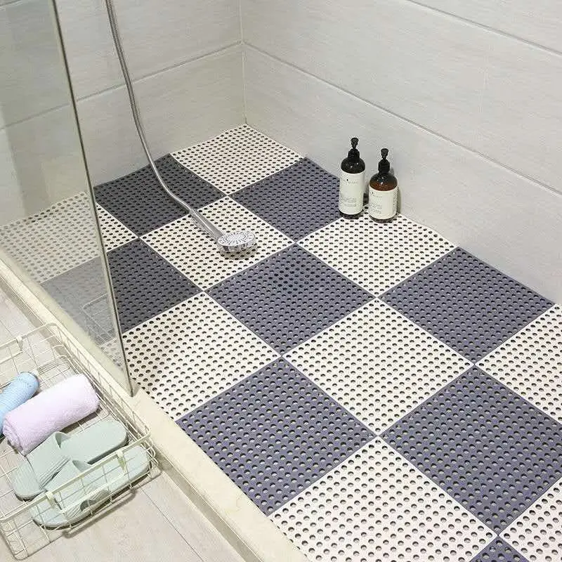 Anti Slip Shower Bathtub Non-slip TPE Plastic Non Slip Drain Hole DIY Square TPE Floor Bathroom Rug Shower Massage Bath Mat