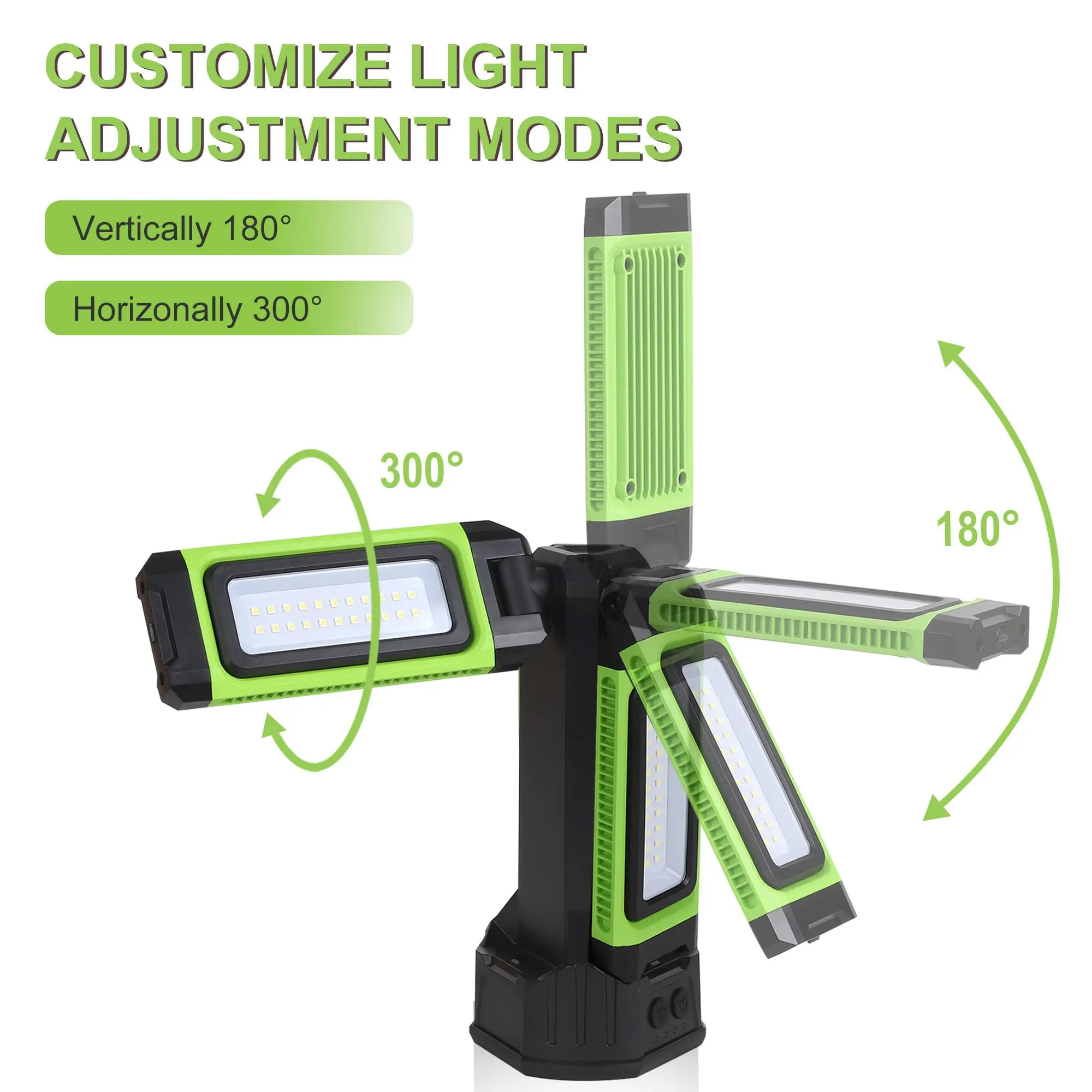Rechargeable LED Work Light with Stand, Portable Cordless, 7000 Lumen Dimmable Camping Light with Detachable Tripod and Magnets
