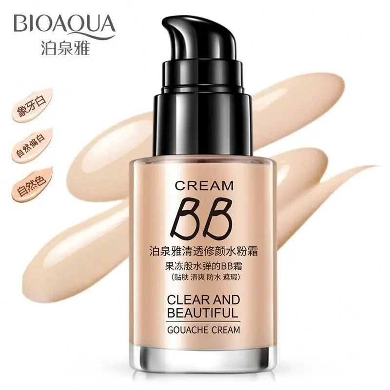 customized OEM ODM BIOAQUA natural cosmetic whitening bb liquid brightening makeup bb cream for dry skin