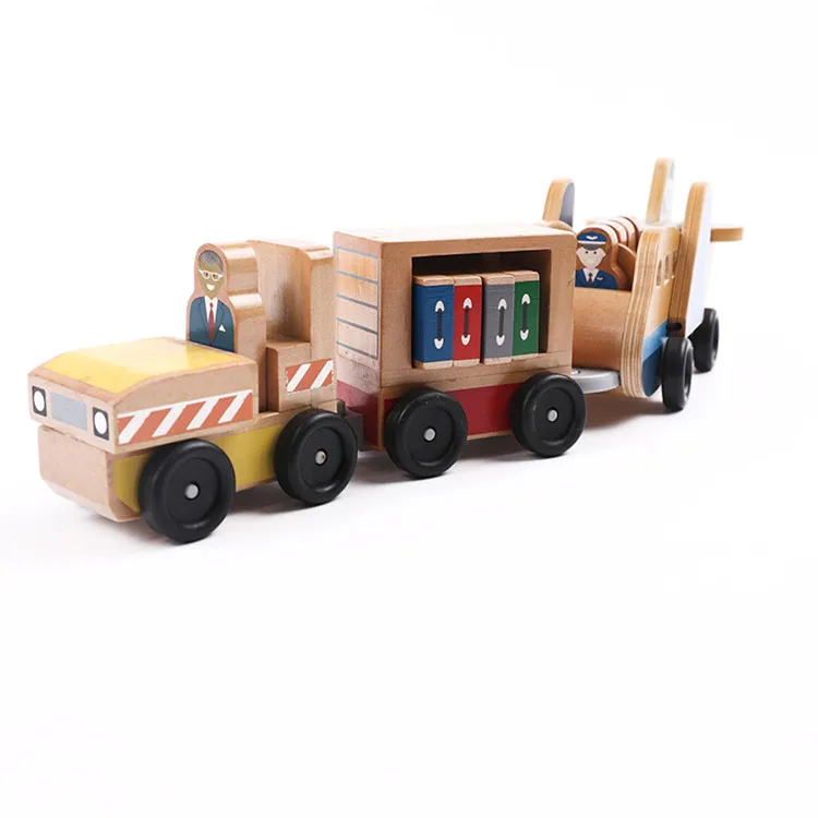 Factory wholesale education toys building block puzzle creative wooden aircraft