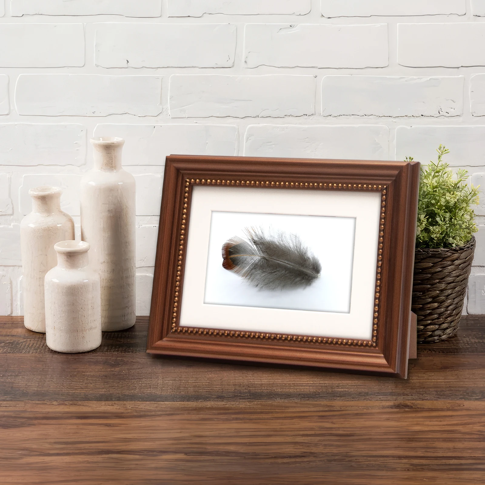 5x7 2pcs Frame Display Gold Ornate Beaded Inner Wall Mounted Tabletop Wood Photo Picture Frame