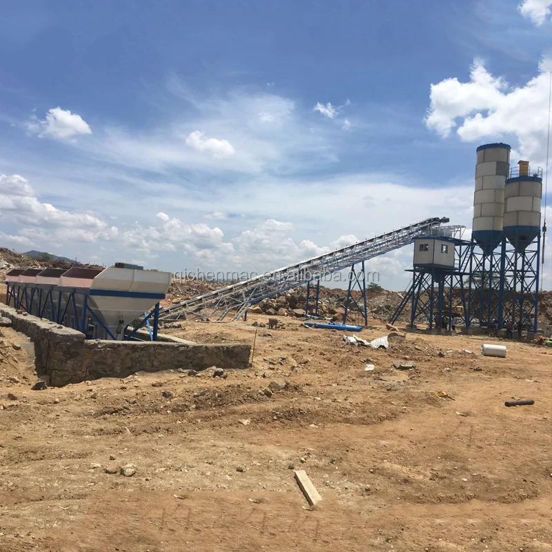 Full automatic concrete batching plant HZS75 with 50t 100t 200t cement silo