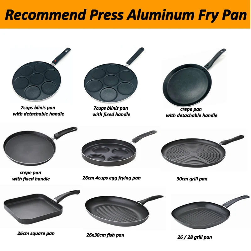 2 Sections Dual Pan Breakfast Egg Frying Pan Meat Grill 2 In 1 Pressed Aluminum Nonstick Divided Pan with Detachable Handle