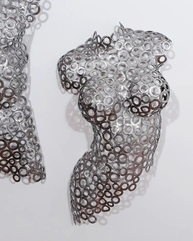 Modern Metal Crafts Wall Art Stainless Steel Woman Man Torso 3d Decor Sculpture For Wall