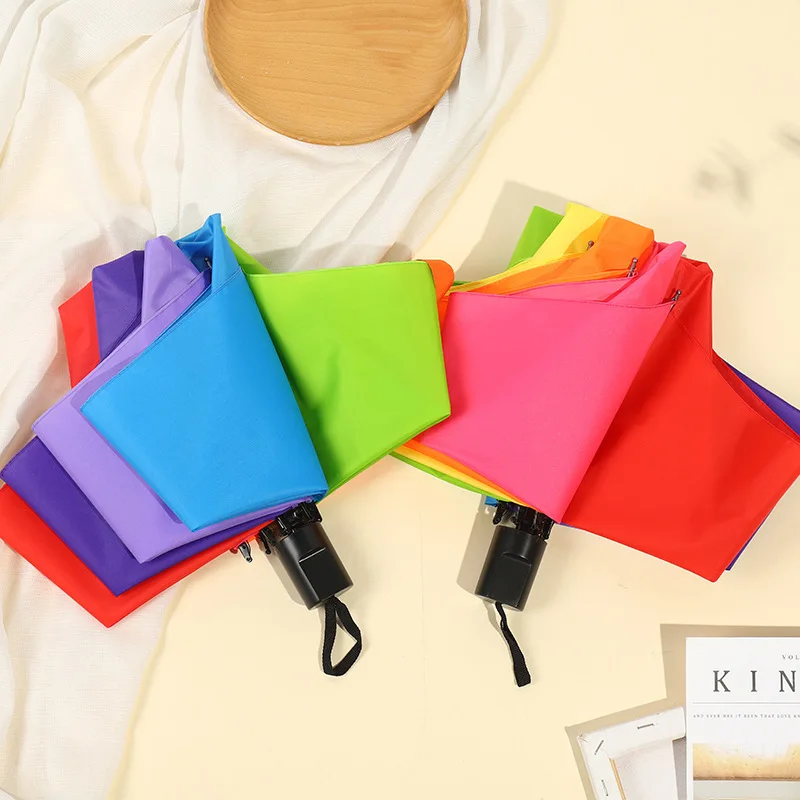 DD1256  Wholesale Advertising Cheap Folding Manual Stick Umbrellas 8K / 16K Automatic Colorful Rainbow Promotion Umbrella