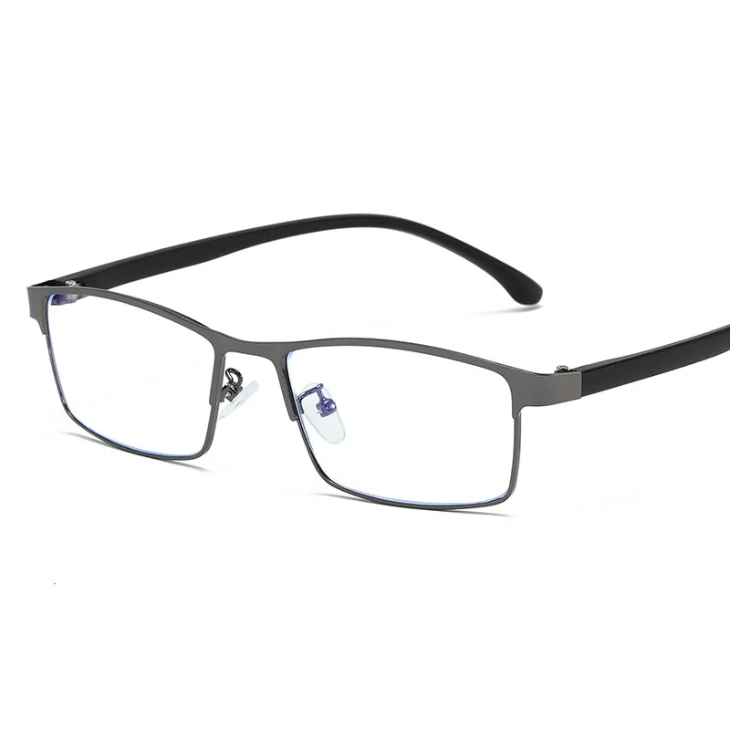 High quality Flat Mirror Business Stainless Steel Simple Anti blue light Glasses with metal hinge