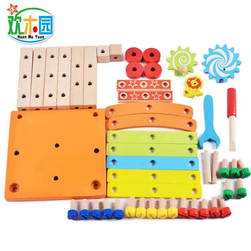 Workbench Chair Assemble Toys Wooden Nuts and Bolts Set DIY Combination Multifunction Puzzle Blocks Toy