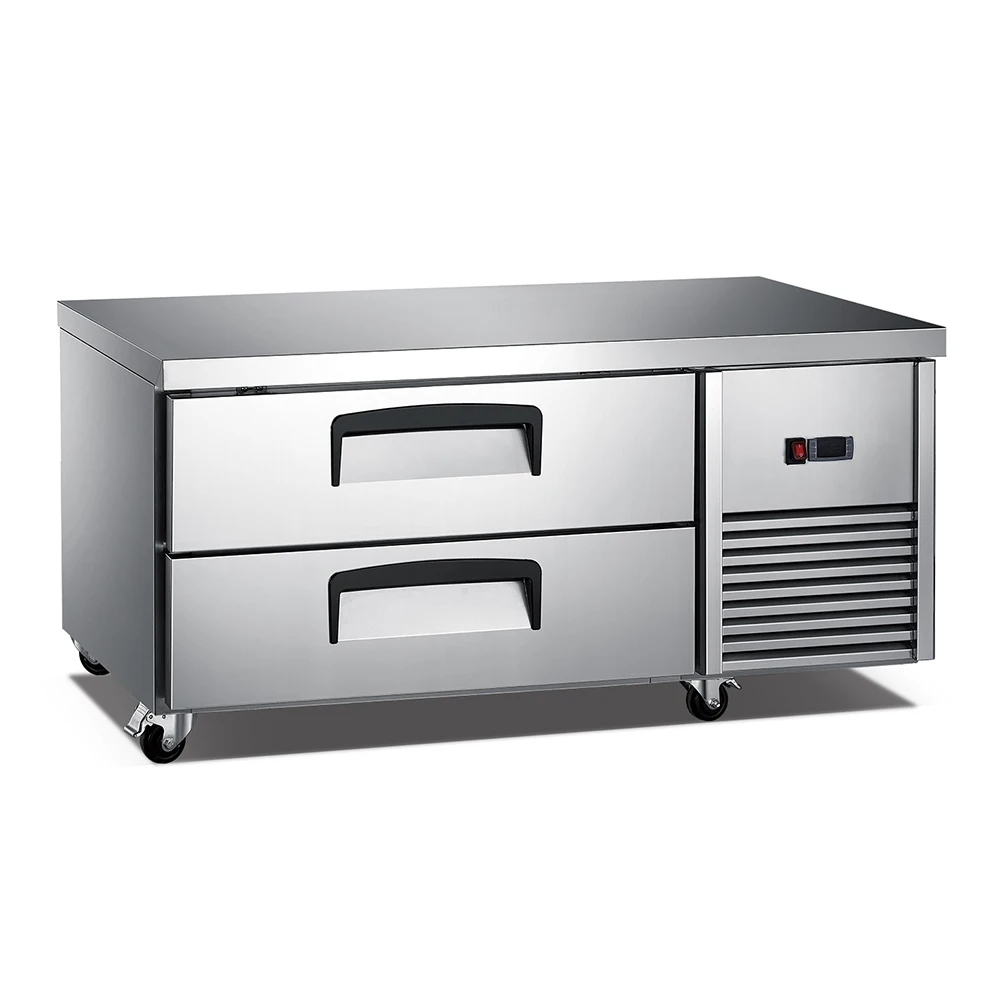 Cold Storage Hotel Stainless Steel Counter Commercial Kitchen Refrigerator Chef Base Chiller with 2 Drawers