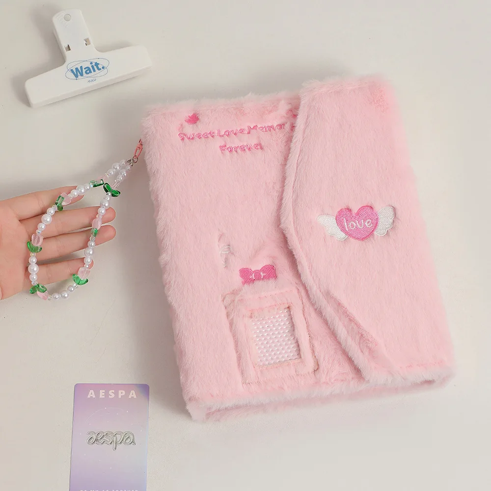 Kpop photocard plush collect book  Plush binder photo album with magnetic button and card window