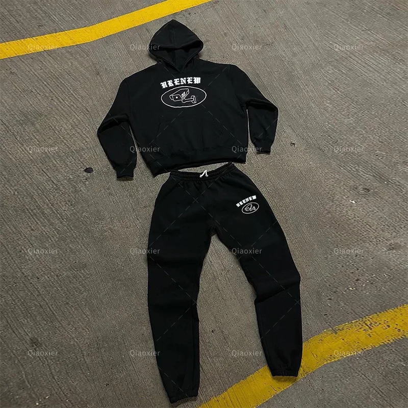 Custom puff print logo high quality Mens Training Fitness Sports Suit Track uits Trousers two piece set jogging tracksuit for me