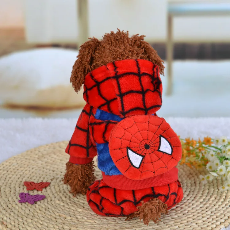 Hot selling puppy boys cartoon dog clothes pet spider costume for pets