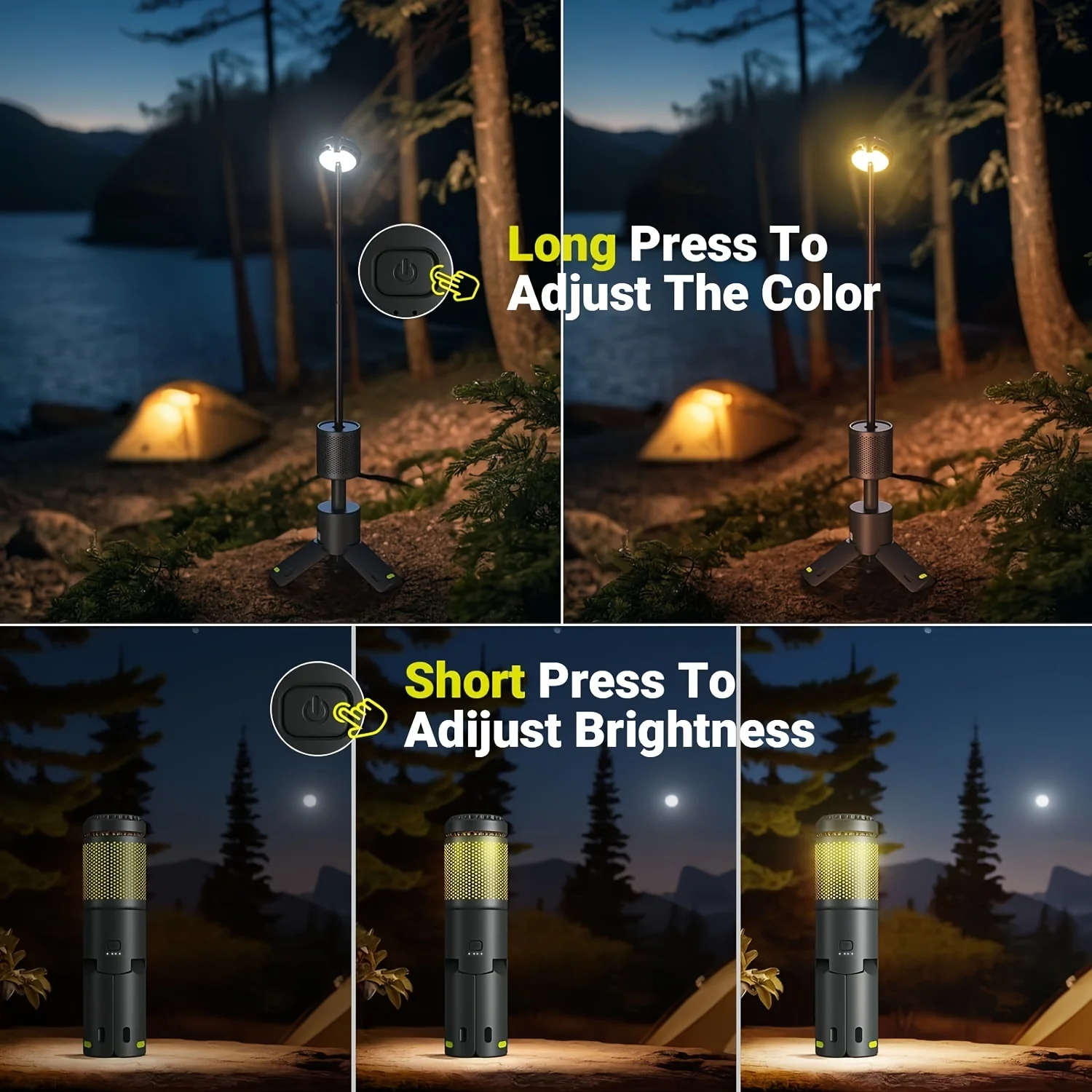 Factory Direct Sale Camping Light Telescopic and Collapsible Night Light Mobile Lighting 10000mAh Battery Built-in Magnetic Road