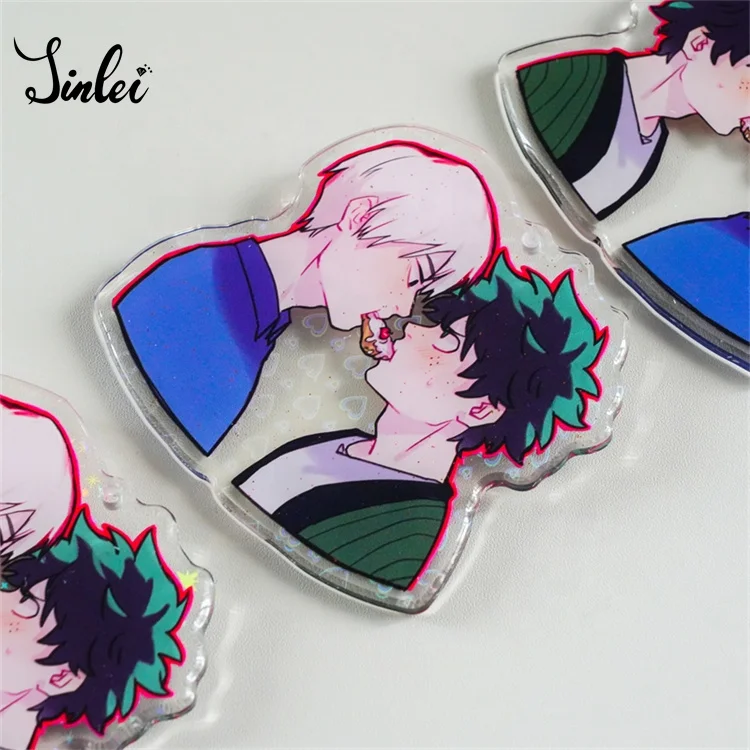 Jinlei производитель, разноцветные прозрачные милые аниме для diy, отличные блестящие пластиковые акриловые брелки для ключей