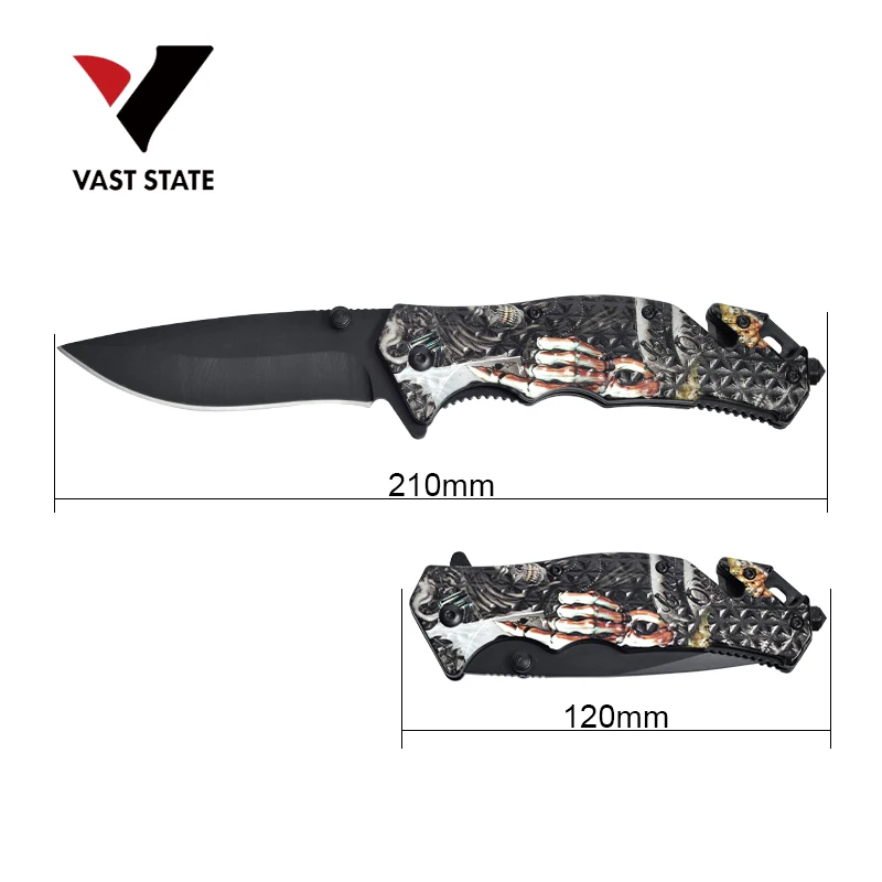 
wholesale OEM 3D Print Aluminum Handle Outdoor EDC Pocket Camping Folding survival Knife 
