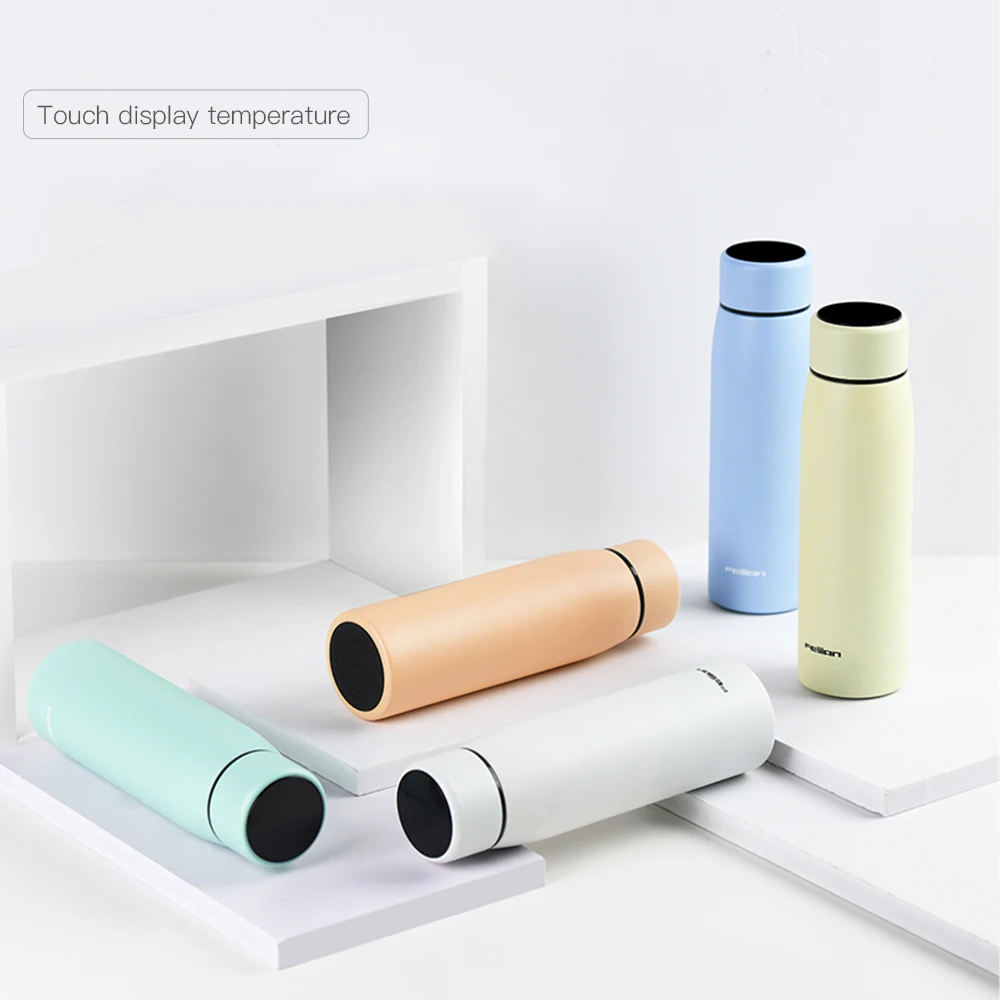 FEIJIAN 380ml high quality double Wall Insulated Custom vacuum flask show temperature smart water bottle