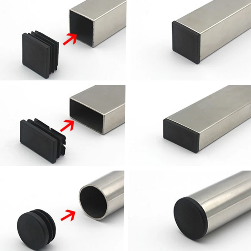 High quality ABS PP PA PVC Black Pipe Plugs Plastic End Caps Customized  Rectangular  Pipe fitting
