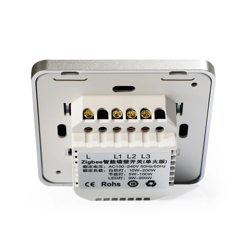 Сенсорный настенный выключатель ZigBee 3 клавиши не нейтральный с управлением через