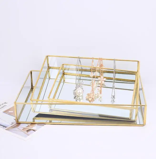 Home decoration modern Special Offer luxury Home Decoration 2pcs Serving Trays  Melamin Perfume Tray set Gold 515g luxury trays