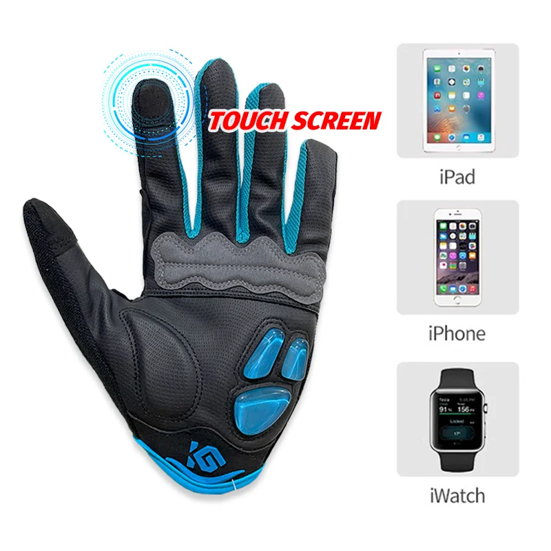 COOLCHANGE OEM Premium Durable Full-finger Silicone Gloves Cycling Sports Summer Unisex Blue Sport Motorcycle Riding Protection