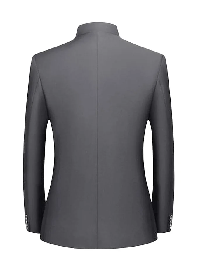 Men Slim Collar Suit Chinese Wedding Dress Tang Jacket Suit Casual Front Button Blazer Traditional Uniform