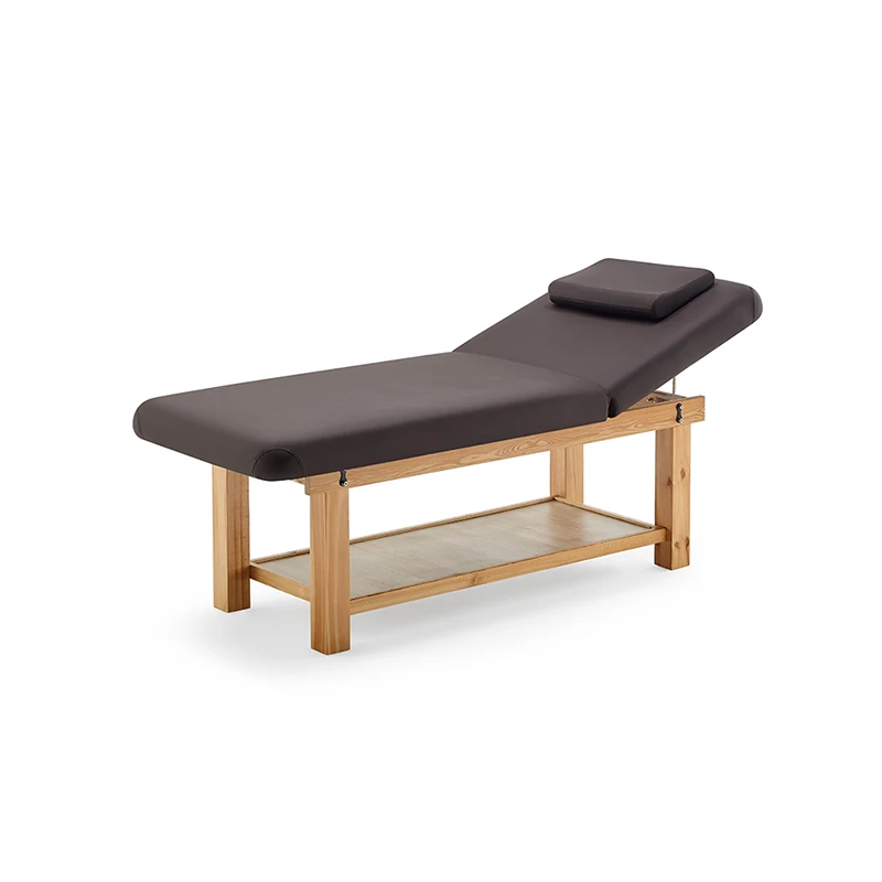 Cheap Folding Acupuncture Spa Bed De Massage Table Adjustable Beauty Salon Facial Bed For Massage With Wooden Leg