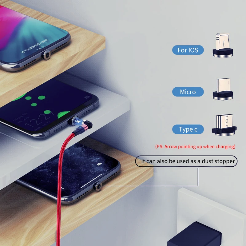  3 в 1 USB-кабель магнитный зарядный кабель вращающийся на 540 градусов