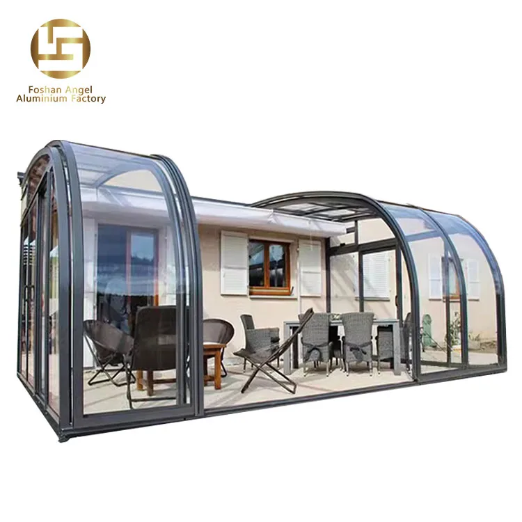2024 New Style Glass House Sunroom Modern European Design Prefabricated Aluminum Sunrooms Glass House Garden Greenhouse