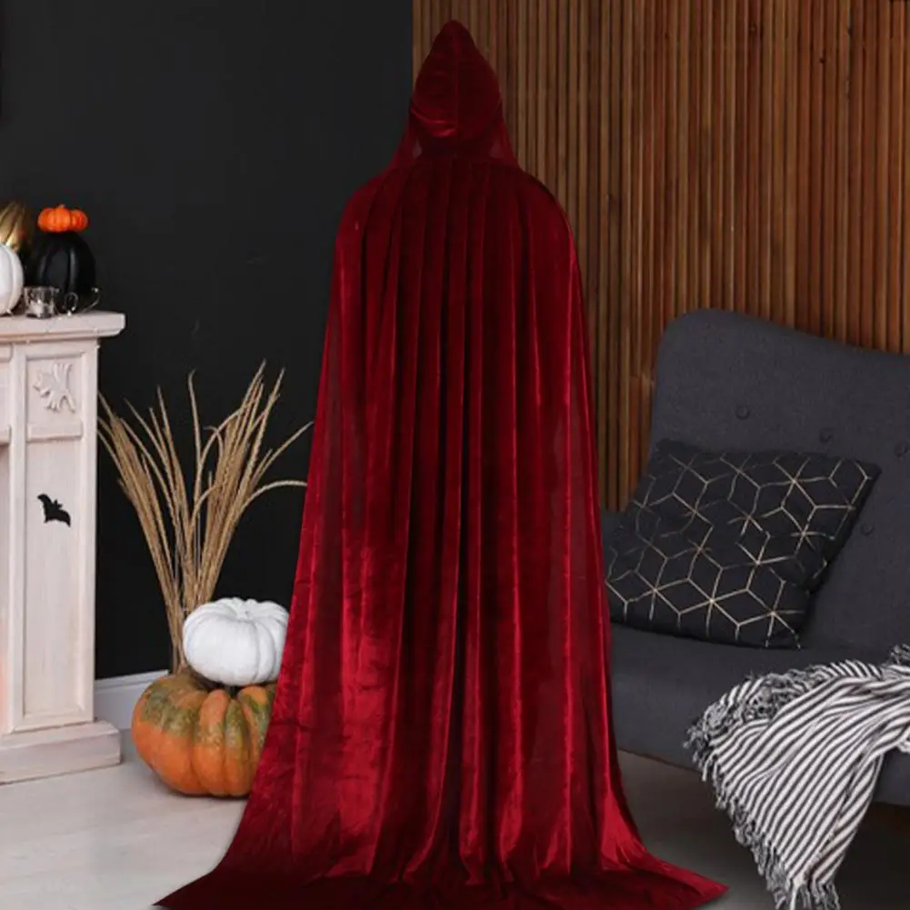 Hooded Cloak Long Velvet Vampire Halloween Costume Cape for men and women