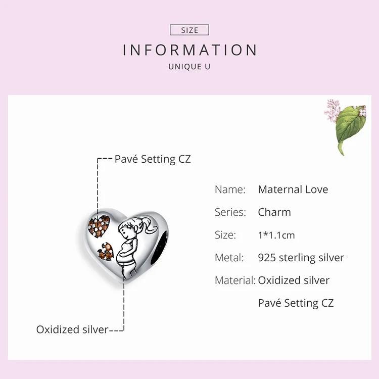 factory wholesale maternal love enamel charm for original silver bracelet & bangle 925 sterling silver diy cz jewelry bracelet