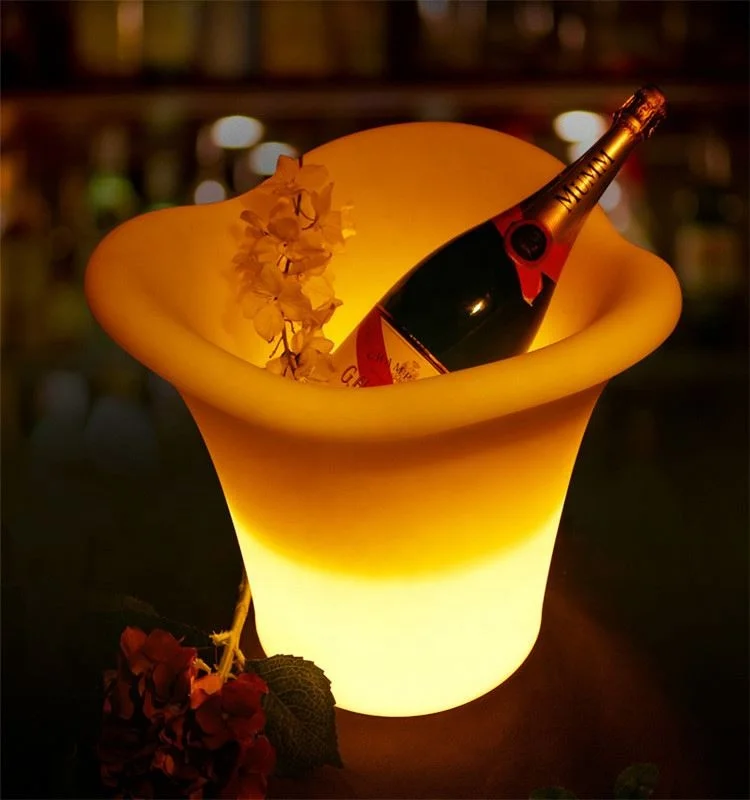 Hot sale Portable Wine bucket LED Barware Round Tray LED ice bucket wine beverage cold beer champagne for parties/home/bars