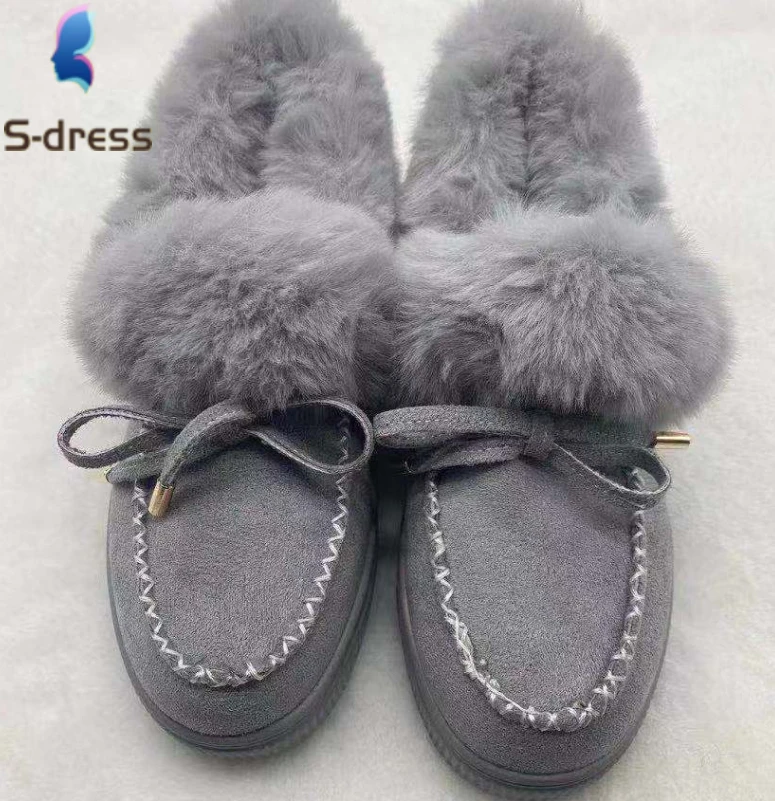 Doudou Shoes Women 2020 Winter New Round Head with Velvet and Thickened Warm Cotton Shoes Platform Snow Boots Women Shoe