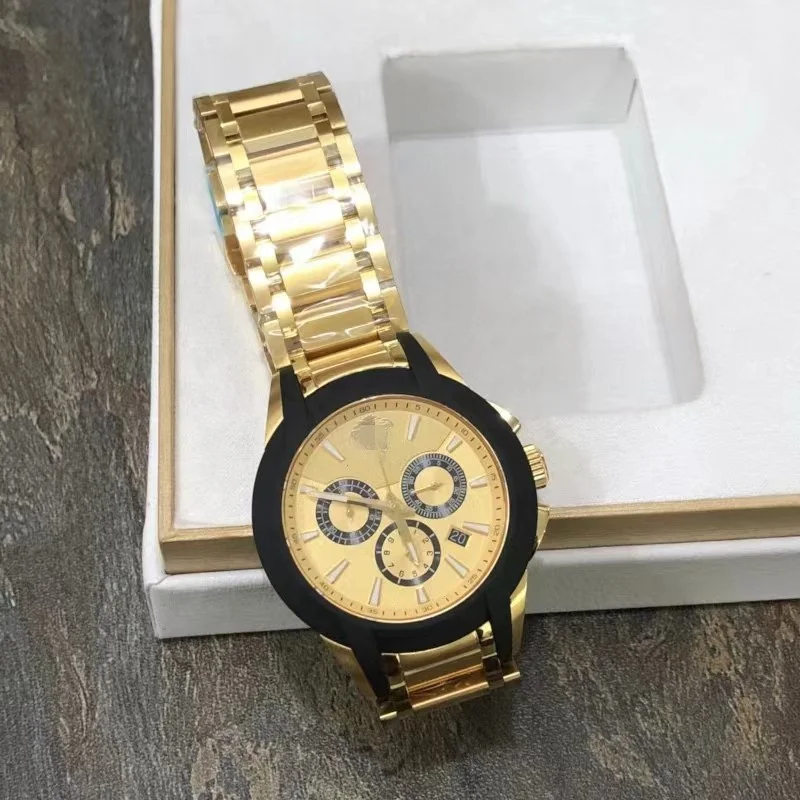 Luxury Gold Man Quartz Watches Chronograph Stainless Steel Waterproof Wrist Watch for Men Fashion Montre Homme