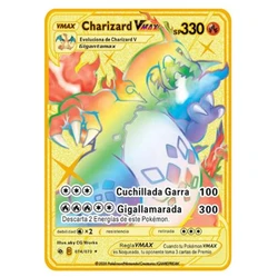 High quality Spanish metal ca Gold Metal Poke mon Cards 1st First Edition Trading Playing Cards Game Charizard,Blastoise