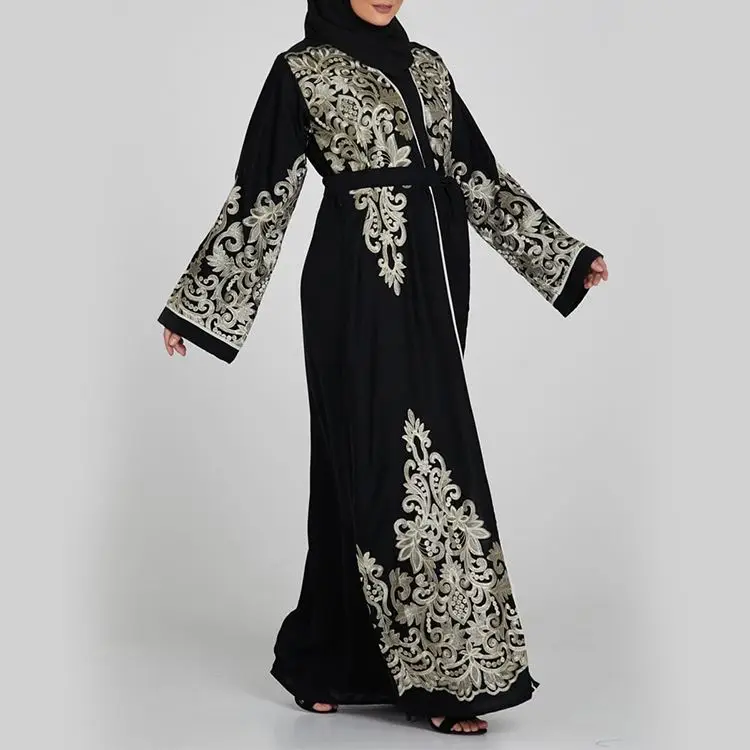 2019 Newest Fashion Embroidered Islamic Jubah Gaun Western Style Turchia For Girls Abaya
