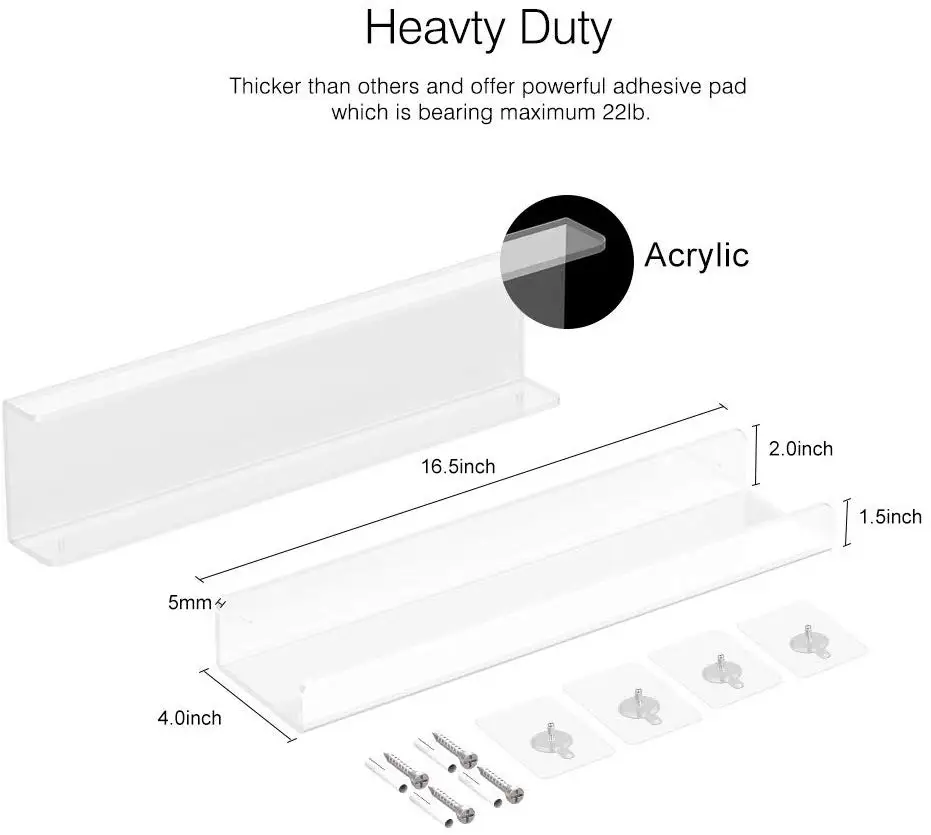 Clear Acrylic Wall Mount Bathroom Shower Caddy Organizer