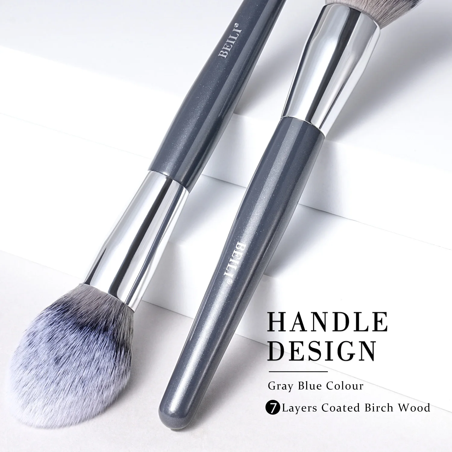 BEILI new design 2024 grey 30pieces make up brushes private label cosmetic tools Synthetic makeup brush set  for concealer