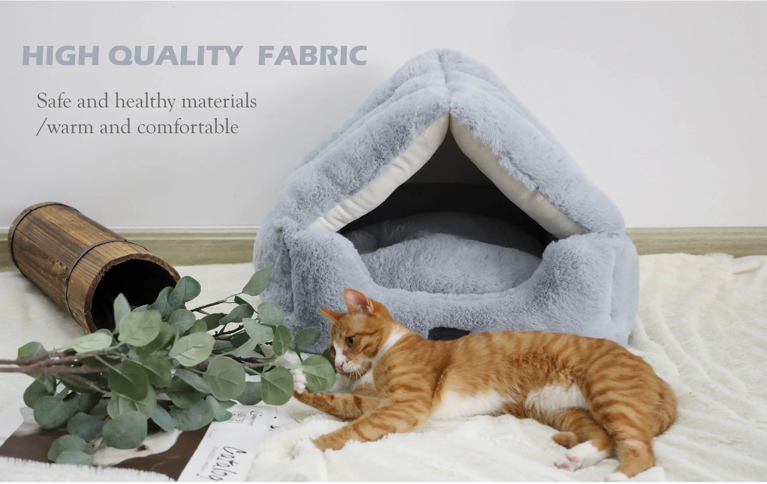 Cat hide cat cave faux rabbit fur dog bed cozy calming plush dog bed luxury cat bed