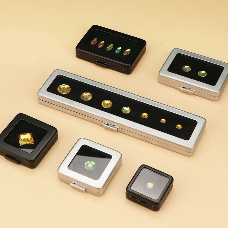 guorui New design acrylic transparent cover Gemstone white black diamond box color Plastic Diamond  storage box tray props