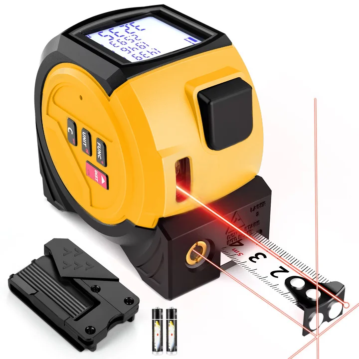 3 in 1 Digital Multifunctional Laser Distance Meters 60m Rechargeable Measurement Tool 5m Laser Tape Measure with LCD Display