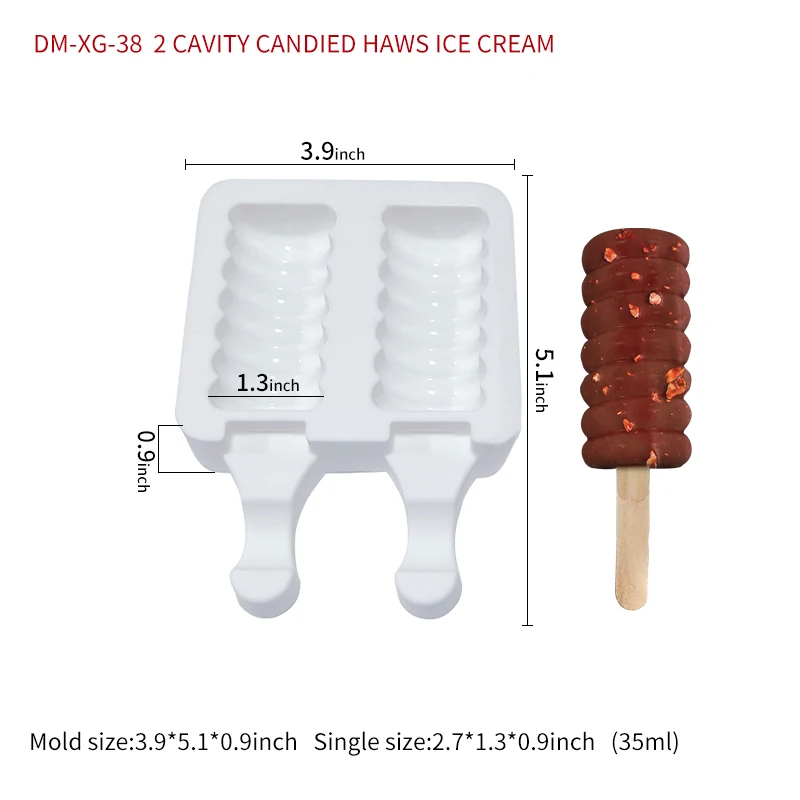 DUMO 4/8 Cavity Magnum Ice Cream Mould DIY Silicone Popsicle Ice Cream Cone Tools Caterpillar Ice Pop Silicon Mold