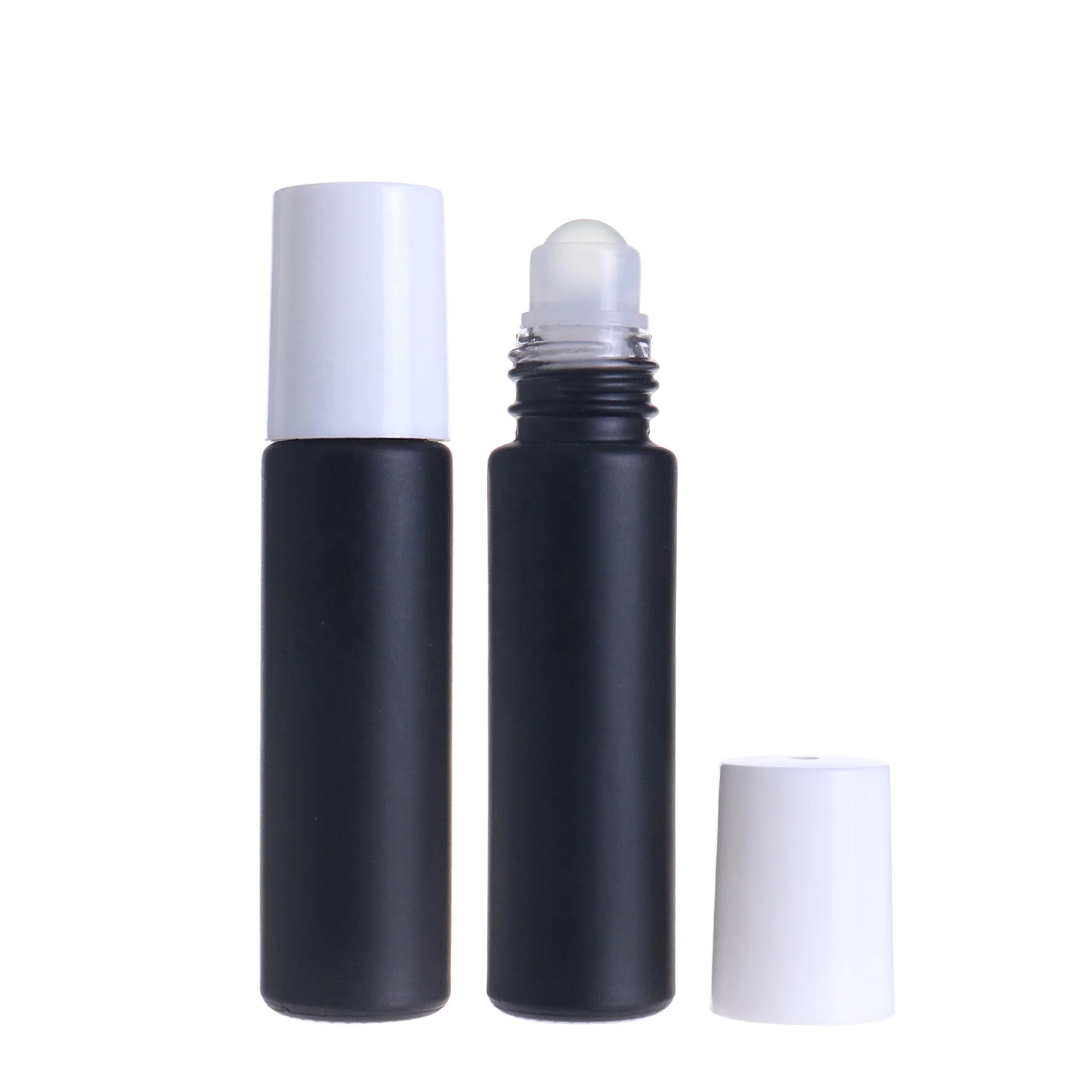 wholesale frosted black glass cosmetics packaging containers roller perfume bottle 10ml
