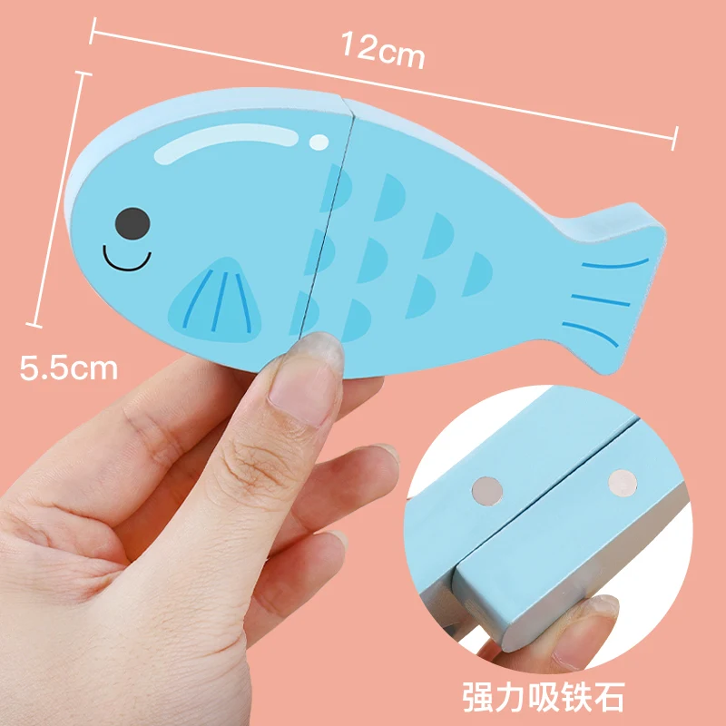 YUCI Wholesale Montessori Wooden Magnetic big Cutting Kitchen & Food Toys Fruit Vegetable Play Set for Kids Pretend Play Game