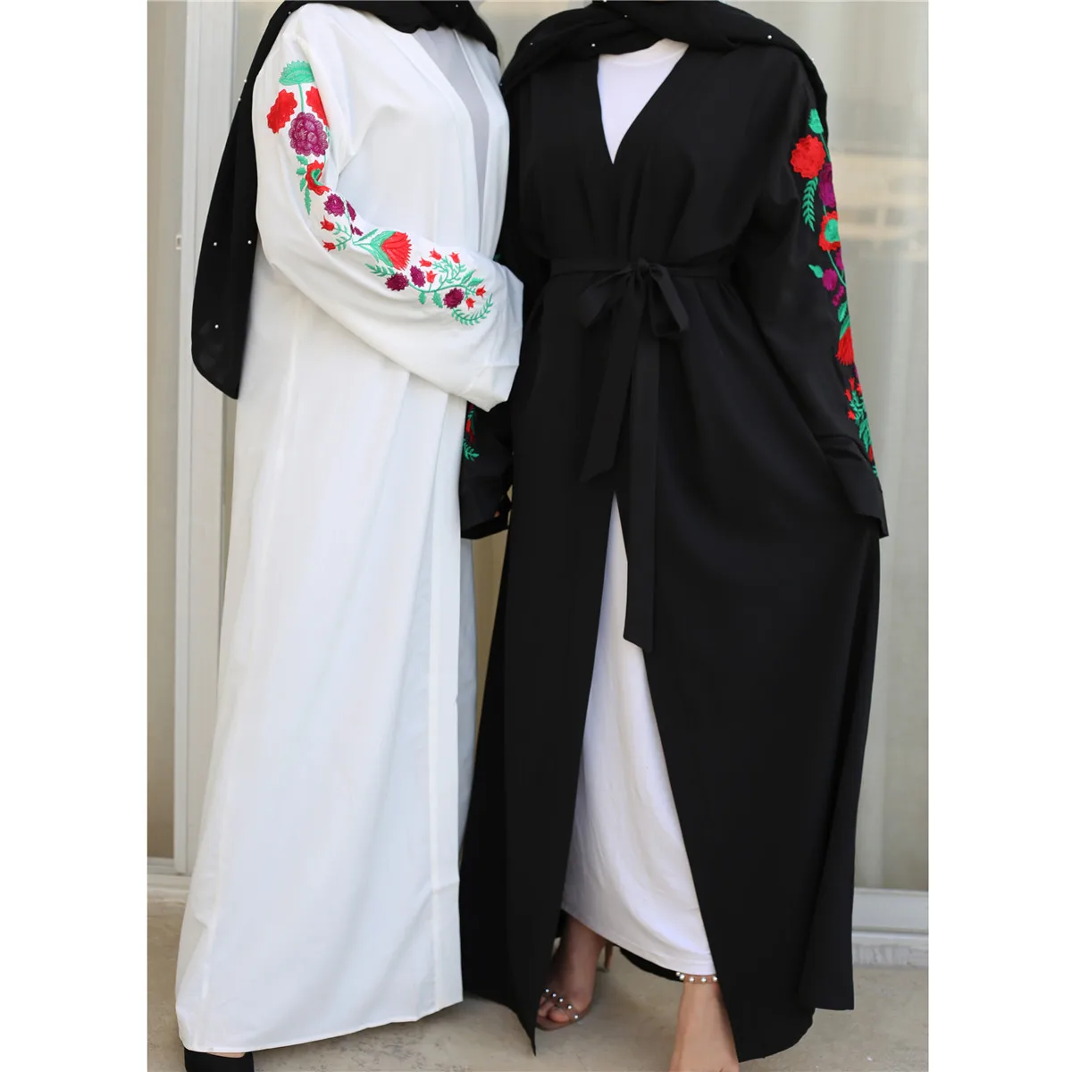 1713# Amazing Quality Maxi Muslim Dress Fashion Clothes Embroidered Kimono Cardigan Turkish Women Open Abaya Dubai Islamic Dress