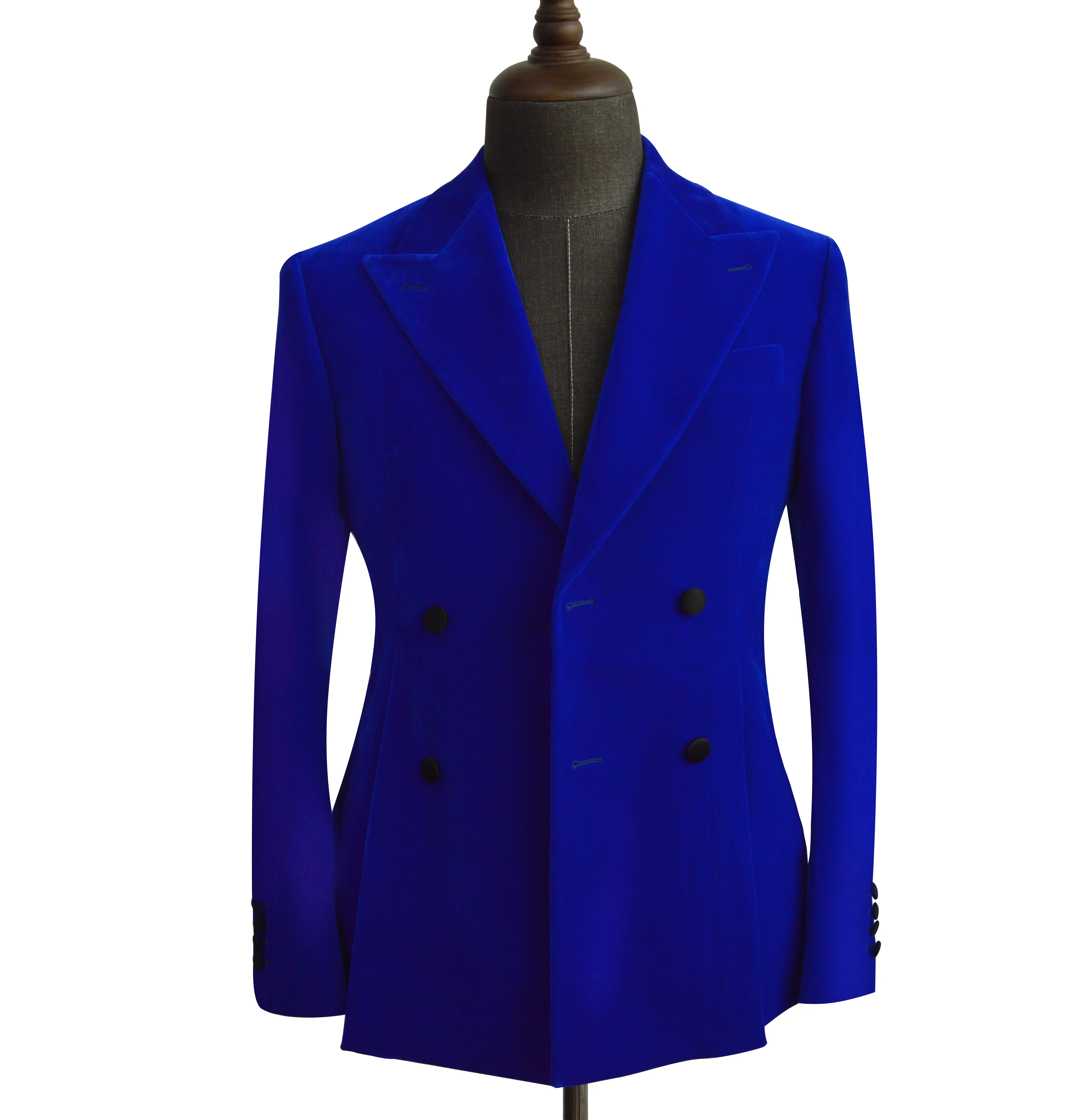 Custom Classic Design Velvet Mens Blue Fashion Casual Business  Slim Fit Suits Mens Wedding Dress