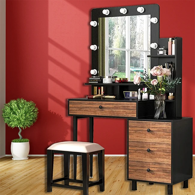 Modern Intelligent Furniture Multifunctional Princess Dressing Table Entryway Dressing Table with Mirror Chair Intelligent Table