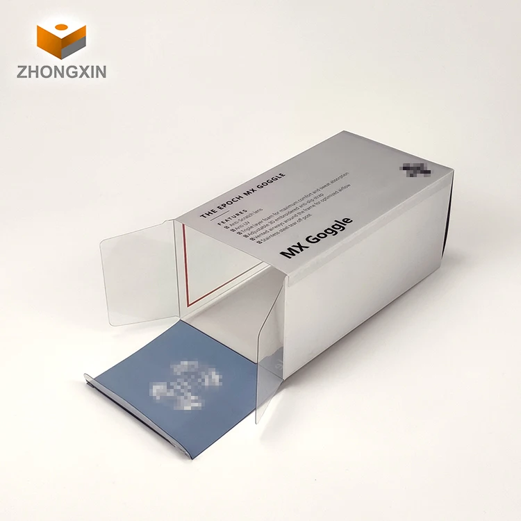 Factory direct sale fashion designer folding gift box with pvc window , phone cable/ protective glasses packaging box